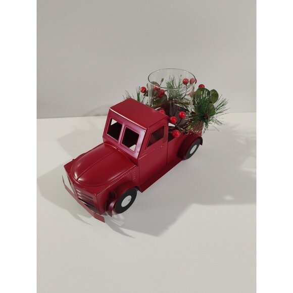 Holiday Time Christmas Farm Truck Hurricane Candle Holder, Red New - Picture 4 of 16